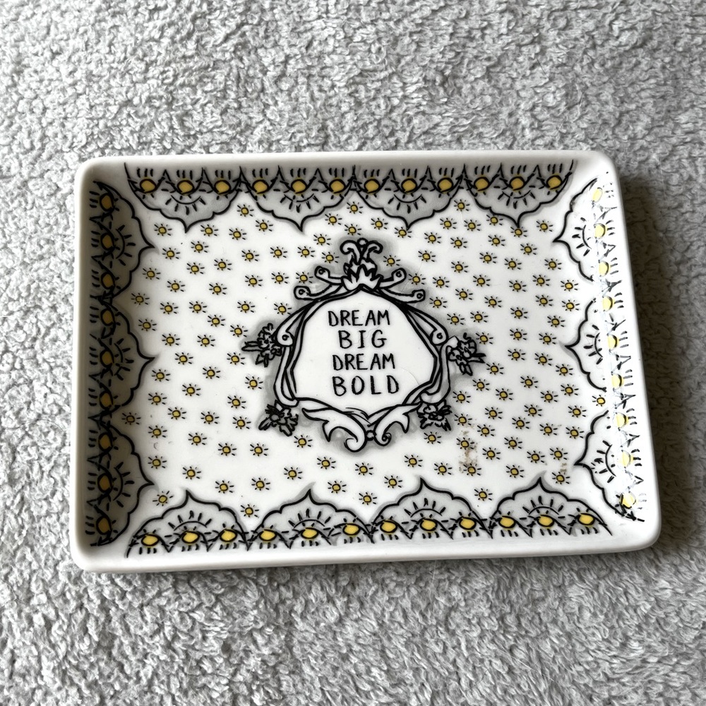 Dream Big Dream Bold Ceramic Jewelry Tray Trinket Ring Dish